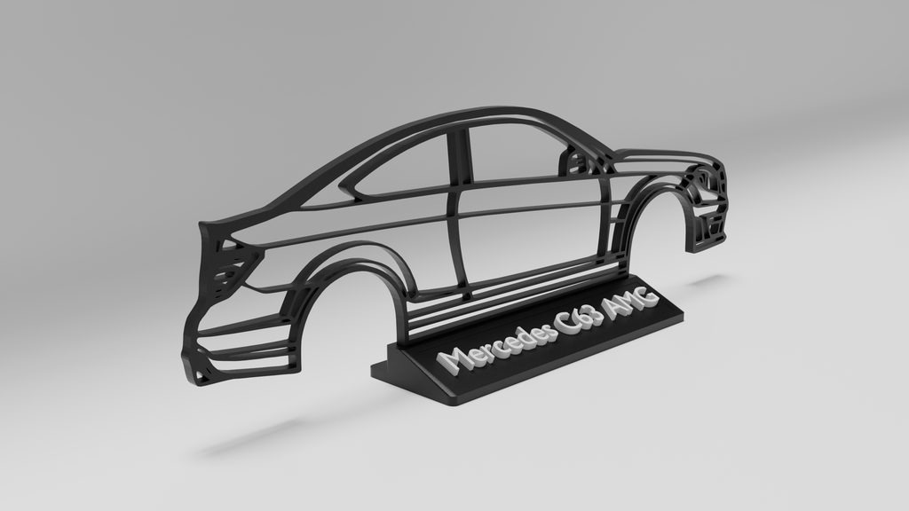 Mercedes C63 AMG W204 Silhouette Deko-Aufsteller – Seitenansicht