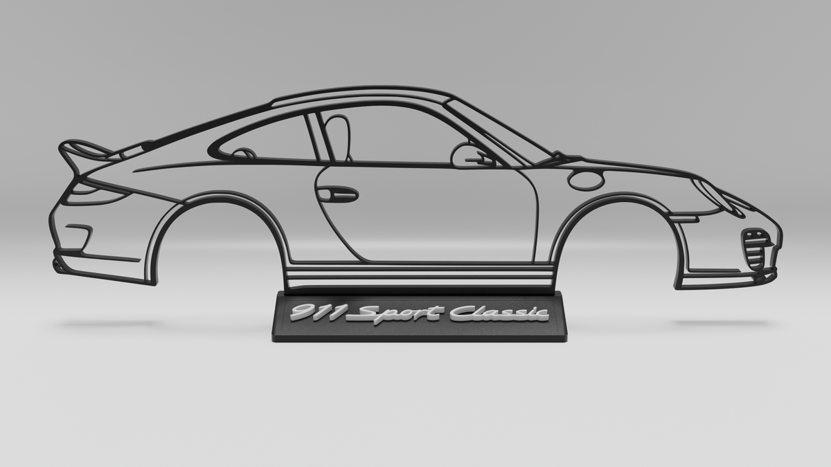 Porsche 911 Sport Classic Silhouette Deko-Aufsteller – Frontansicht