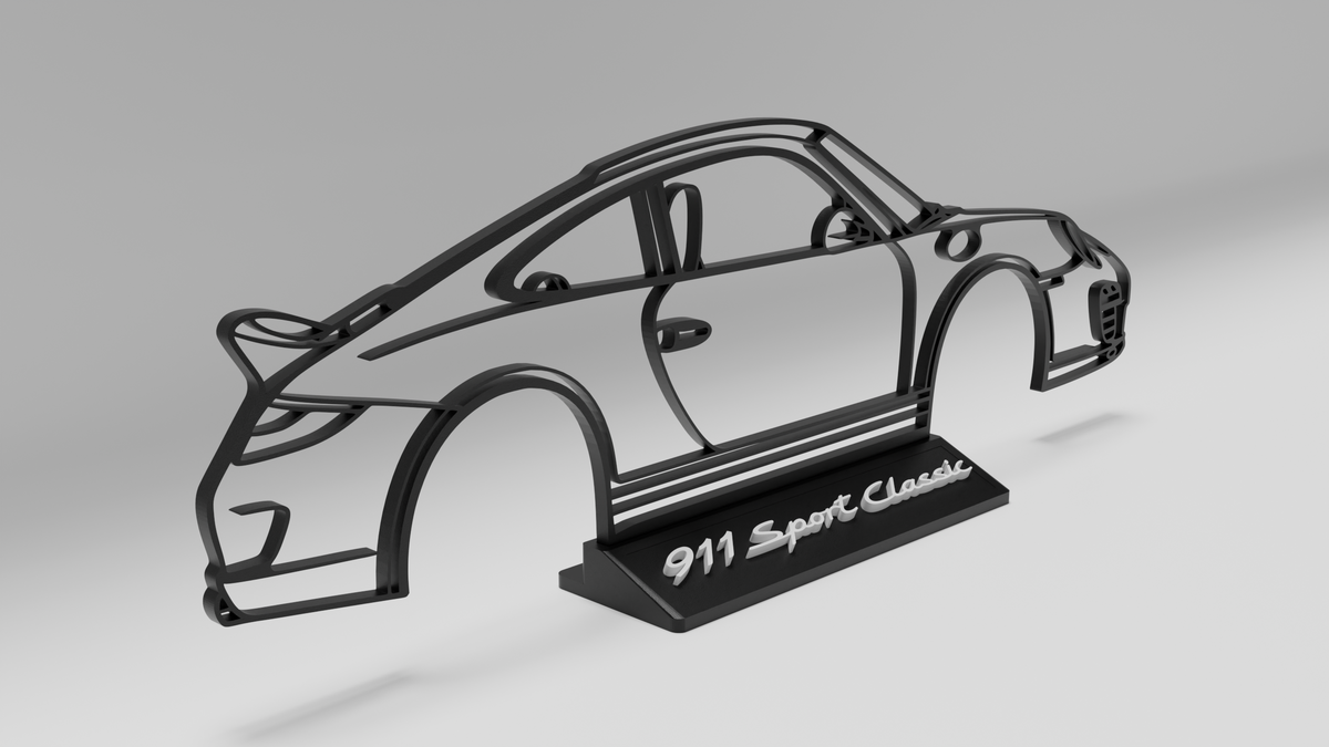 Porsche 911 Sport Classic Silhouette Deko-Aufsteller – Seitenansicht